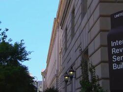 HD Federal Building IRS_Pan1 (1080/24P) Stock Footage