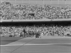 Bill Toomey receives gold medal at 1968 Olympics Stock Footage