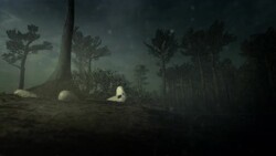 Rain falls on dinosaur eggs as babies begin to hatch and leave the nest. Stock Footage