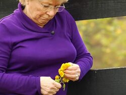 Joan's Sadness with Flowers 1 Stock Footage