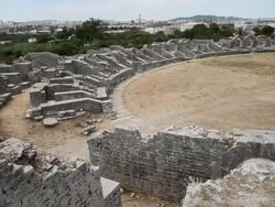 The amphitheater from the 2nd century A.D. Salona Stock Footage