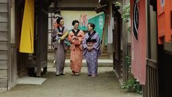 Happy Women in Reconstructed Edo Period Village Stock Footage
