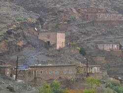 MS Shot of casablanca mountainside with buildings built into base of mountain in rain / Casablanca, Centro, Morocco Stock Footage