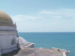 CU PAN View of Cathedral / Cadiz, Andalusia, Spain  Stock Footage