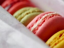 ECU Opening box and picking macaroon up / Seoul, South Korea Stock Footage