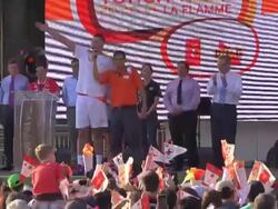 Toronto PanAm Games: Torch relay celebration in Nathan Phillips Square Stock Footage