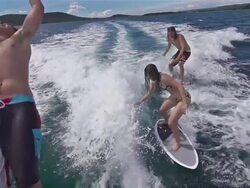 Surfing Behind A Boat Stock Footage