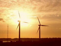 Wind Turbines At Sunrise Stock Footage