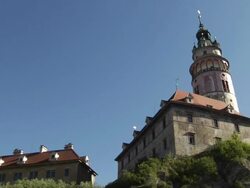 Pan Right Shot  Cesky Krumlov Castle Cesky Krumlov Bohemia Czech Republic Stock Footage