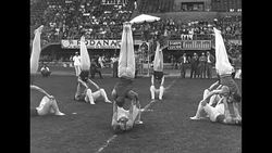 Gymnasts perform in Italian arena, probably during 1950's News Clip