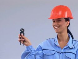 Female constructor Stock Footage