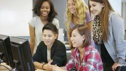 University Students using computer lab Stock Footage