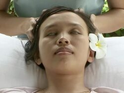 MS Young lady receiving massage at luxury spa / Sihanoukville, Cambodia Stock Footage