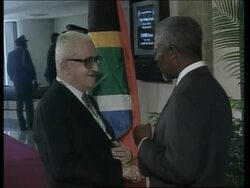 VOICE Arrivals at World Summit and speeches from Annan and Blair News Clip