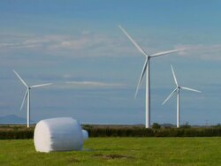 Wind Power and Hay Balls Stock Footage