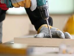 Drilling a hole into wood Stock Footage