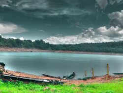 Storm cloudy Rain at Reservoir Time Lapse (HDR) Stock Footage