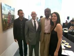 Sidney Poitier (R) at An Evening of Food and Fotos LA For Foundation Rwanda at the An Evening of Food and Fotos LA For Foundation Rwanda at Beverly Hills CA. (Footage by WireImage Video/GettyImages) Stock Footage