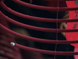ECU Burning incense coil at Man Mo Temple / Hong Kong, China Stock Footage