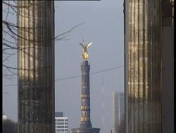 Dismantling of Berlin Wall at Brandenburg Gate Stock Footage