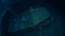 Abandoned car inside the Boga Shipwreck undersea, Indonesia (4K) Stock Footage