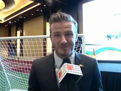 David Beckham Meets Fans in Beijing Stock Footage