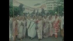 SYND 28 9 83 5000 WOMEN HOLD BLACK FLAG DEMONSTRATION IN PROTEST AGAINST UNEMPLOYMENT Instructional Video