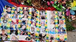 Orlando Florida Pulse night club tragedy shooting memorial at gay bar by terrorist on June 12, 2016 Stock Footage