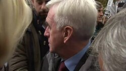 John McDonnell with student protesters News Clip