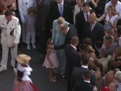 Princess Charlene and HSH Prince Albert II of Monaco at the Monaco Royal Wedding: First Appearance of Married Couple at Monaco . (Footage by WireImage Video/Getty Images Entertainment Video) Stock Footage