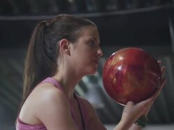 Girl playing Bowling Stock Footage