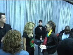 Back stage with the stars at the concert, inc Black Eyed Peas News Clip