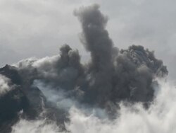 Merapi volcano erupts ash and pyroclastic flows; Central Java, Indonesia. 29 October 2010 Stock Footage