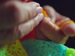 beautiful elder hands knitting close up Stock Footage