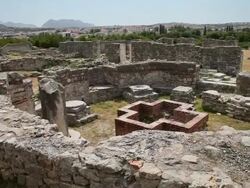 The Baptistery in the Episcopal center of Salona Stock Footage