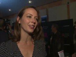 INTERVIEW - Amy Acker on being in London, what it was like filming, on Joss Whedon being a Shakespeare fan at 'Much Ado About Nothing' Gala Screening at Apollo Piccadilly Circus on June 11, 2013 in London, England. Stock Footage