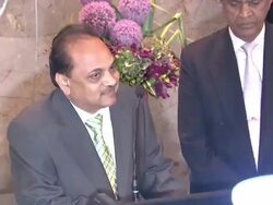 SPEECH: FIA President Bipin Patel talks about being here in honor of the 31st New York City FIA India Day Parade and the lighting of the Empire State Building Stock Footage
