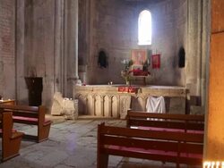 Goshavank monastery, interior view of  Astvatsatseen church Stock Footage