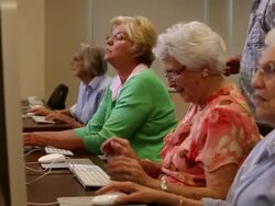 "MS PAN Seniors citizens at computer lab / Laguna Woods, CA, United States " Stock Footage