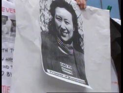 China - Chinese Allow Protest &amp; Aung San Message News Clip