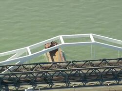 Container Barge Passing Rhine Bridge Stock Footage