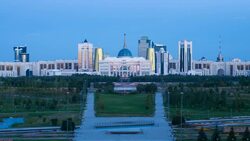Central Asia, Kazakhstan, Astana, Ak Orda Presidential Palace of President Nursultan Nazarbayev - Time lapse Stock Footage