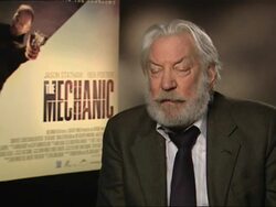 INTERVIEW: Donald Sutherland on the similarities with the original movie at the The Mechanic Interview at London England. (Footage by WireImage Video/GettyImages) Stock Footage