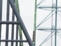 Medium hand-held - Passengers wave their arms on the Kingda Ka roller coaster / Six Flags Great Adventure Jackson, NJ Stock Footage