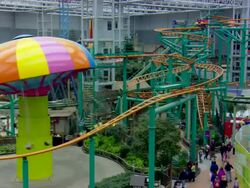 MS Shot of Luna park with Colouredred roundabout, train / Minneapolis, Minnesota, United States Stock Footage