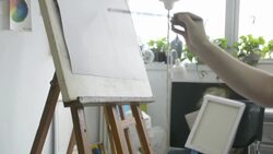 painter painting in studio Stock Footage