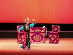 MS Actress performing qinqiang opera in theater, qinqiang is representative folk opera of northwest China AUDIO / xi'an, shaanxi, china Stock Footage