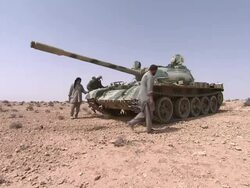 Abandoned Libyan tank in desert News Clip