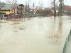 Flooded neighborhood Stock Footage