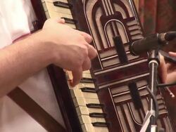 Man playing the accordion Stock Footage